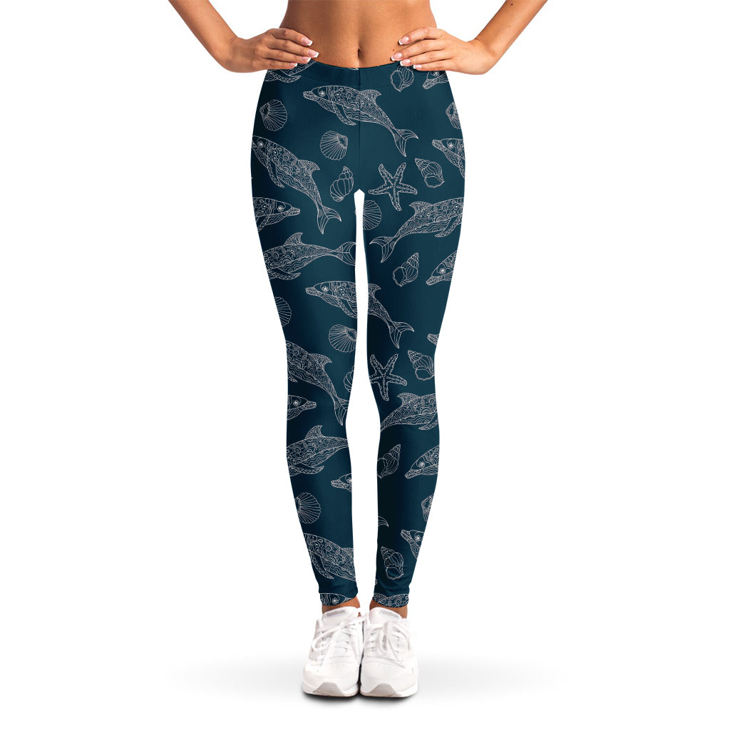 Vintage Dolphins Pattern Print Women's Leggings