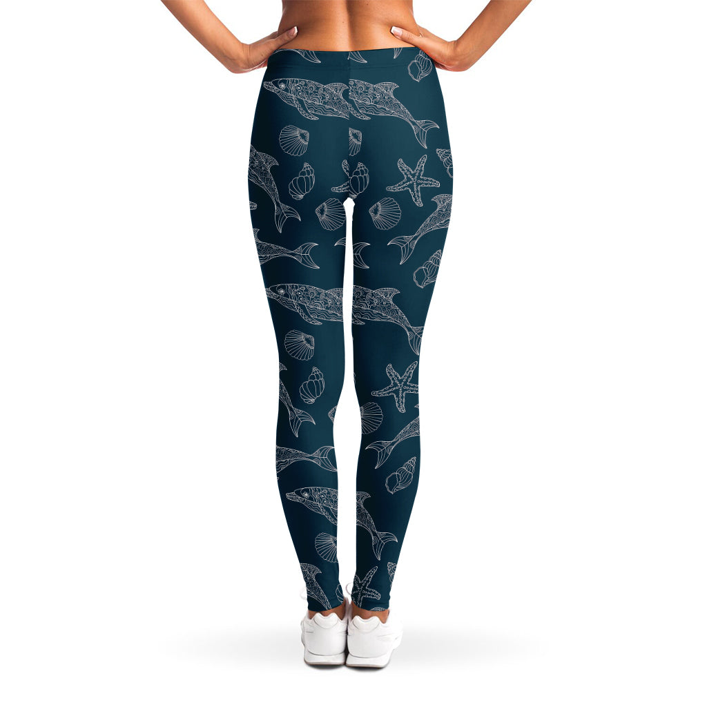 Vintage Dolphins Pattern Print Women's Leggings
