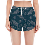 Vintage Dolphins Pattern Print Women's Split Running Shorts