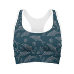Vintage Dolphins Pattern Print Women's Sports Bra