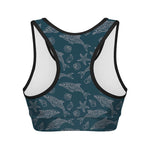 Vintage Dolphins Pattern Print Women's Sports Bra