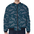 Vintage Dolphins Pattern Print Zip Sleeve Bomber Jacket