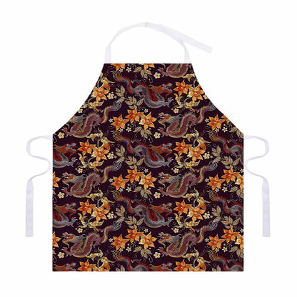 Vintage Dragon Flower Pattern Print Adjustable Apron