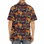 Vintage Dragon Flower Pattern Print Aloha Shirt
