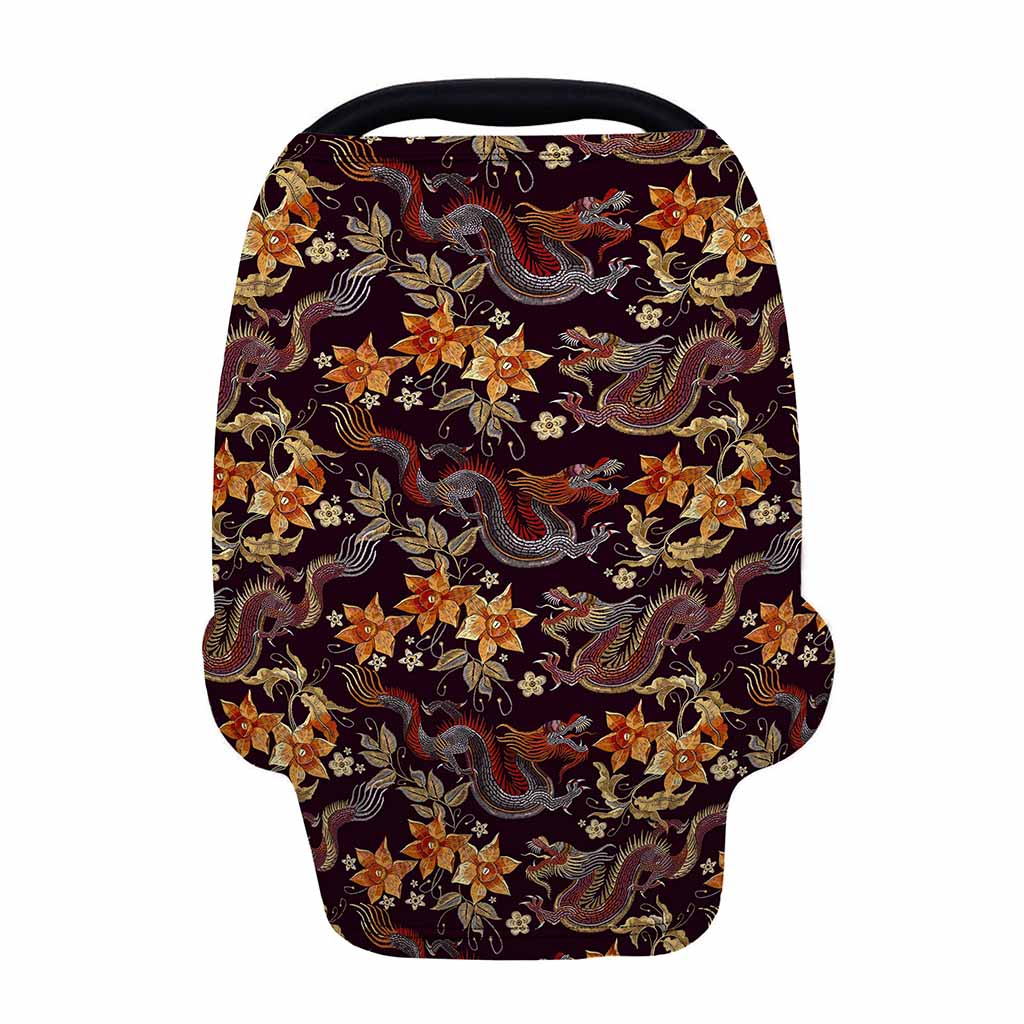 Vintage Dragon Flower Pattern Print Baby Seat Cover