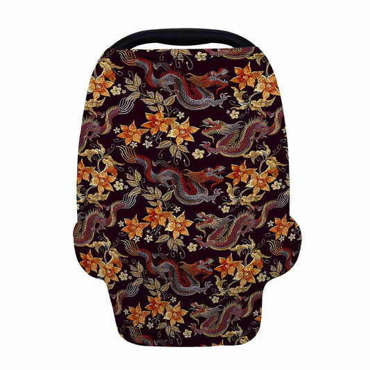Vintage Dragon Flower Pattern Print Baby Seat Cover