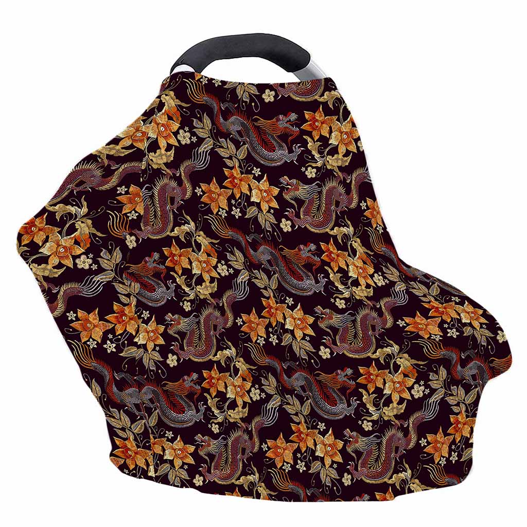 Vintage Dragon Flower Pattern Print Baby Seat Cover