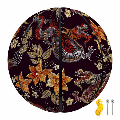 Vintage Dragon Flower Pattern Print Basketball