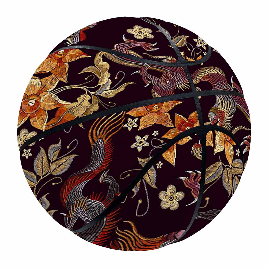 Vintage Dragon Flower Pattern Print Basketball