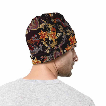 Vintage Dragon Flower Pattern Print Beanie