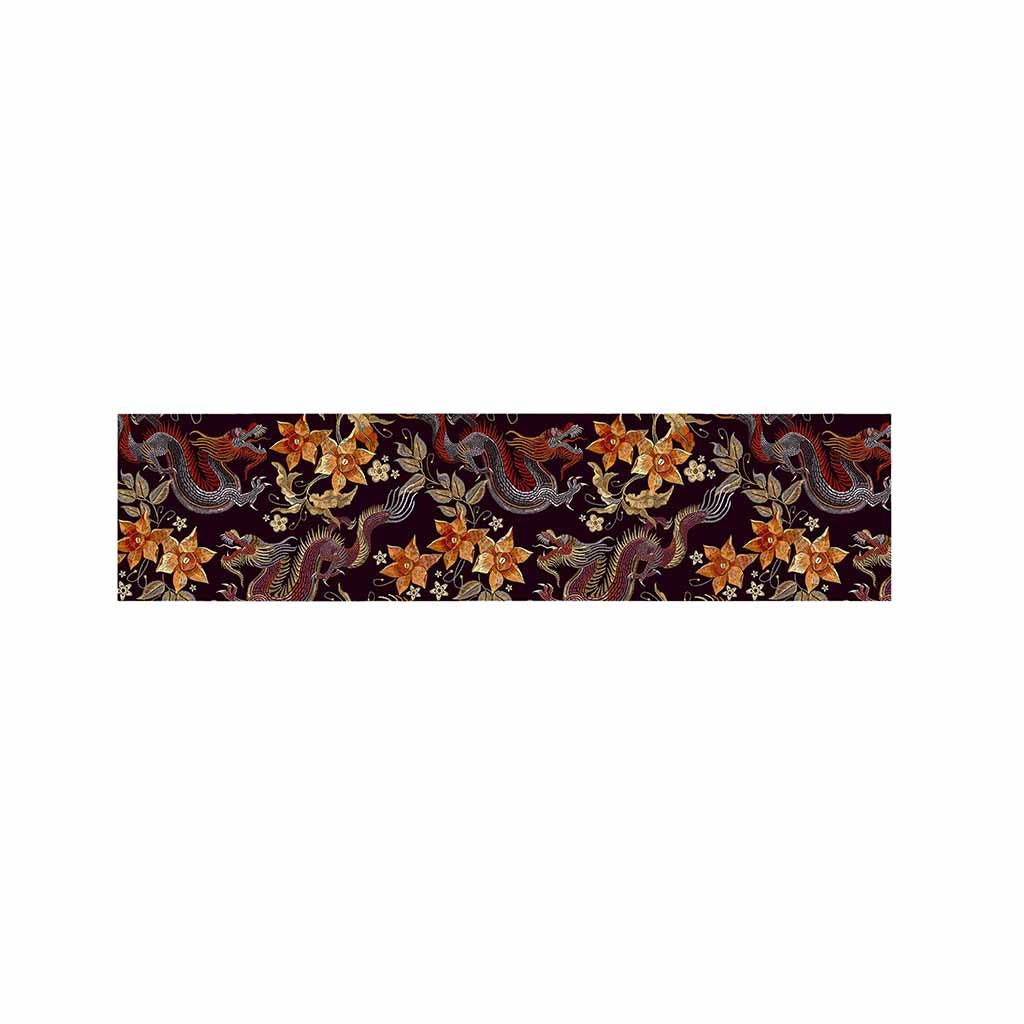 Vintage Dragon Flower Pattern Print Bed Runner