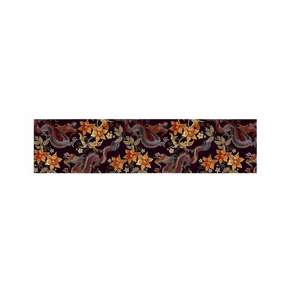 Vintage Dragon Flower Pattern Print Bed Runner