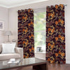 Vintage Dragon Flower Pattern Print Blackout Grommet Curtains