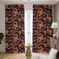 Vintage Dragon Flower Pattern Print Dimout Pencil Pleat Curtains