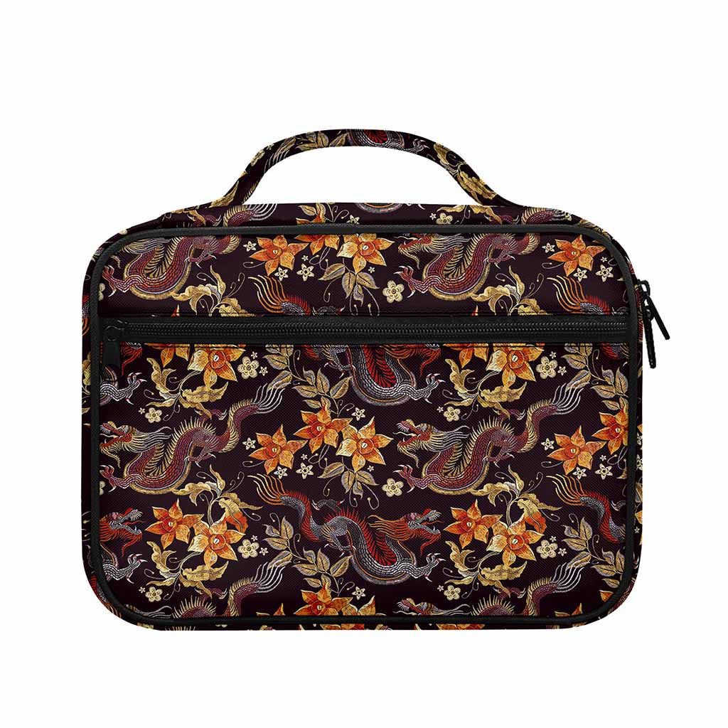 Vintage Dragon Flower Pattern Print Briefcase Bible Bag