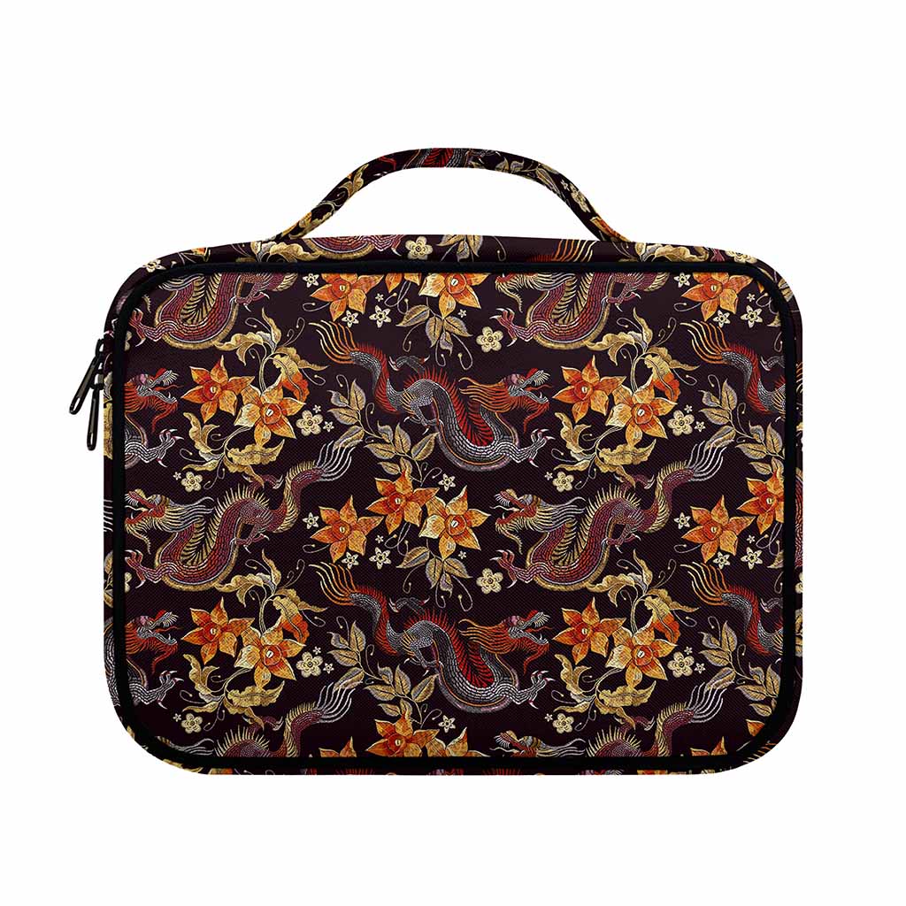 Vintage Dragon Flower Pattern Print Briefcase Bible Bag