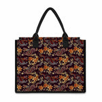 Vintage Dragon Flower Pattern Print Canvas Tote Bag