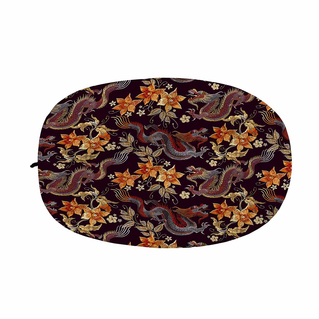 Vintage Dragon Flower Pattern Print Car Side Mirror Covers