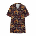 Vintage Dragon Flower Pattern Print Cotton Hawaiian Shirt