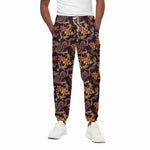 Vintage Dragon Flower Pattern Print Cotton Pants