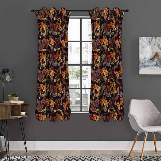 Vintage Dragon Flower Pattern Print Curtain