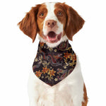 Vintage Dragon Flower Pattern Print Dog Bandana