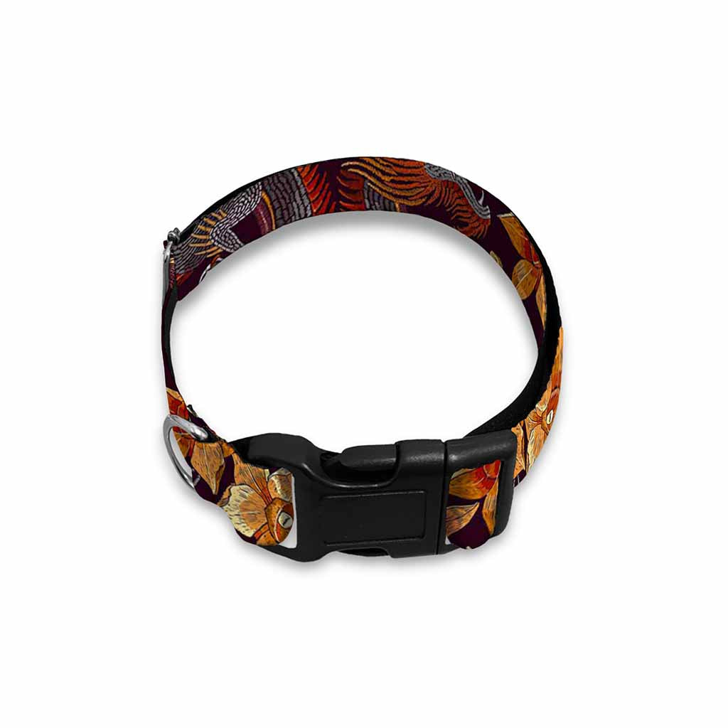 Vintage Dragon Flower Pattern Print Dog Collar
