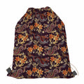 Vintage Dragon Flower Pattern Print Drawstring Bag