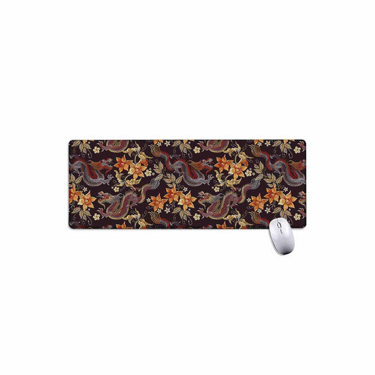 Vintage Dragon Flower Pattern Print Extended Mouse Pad