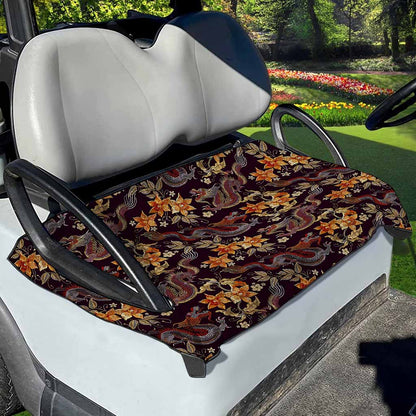 Vintage Dragon Flower Pattern Print Golf Cart Seat Cover