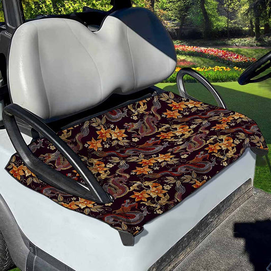 Vintage Dragon Flower Pattern Print Golf Cart Seat Cover