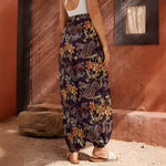 Vintage Dragon Flower Pattern Print Harem Pants