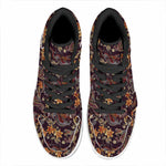 Vintage Dragon Flower Pattern Print High Top Leather Sneakers