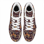 Vintage Dragon Flower Pattern Print High Top Leather Sneakers