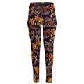 Vintage Dragon Flower Pattern Print High-Waisted Pocket Leggings