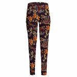 Vintage Dragon Flower Pattern Print High-Waisted Pocket Leggings