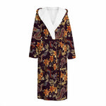 Vintage Dragon Flower Pattern Print Hooded Bathrobe