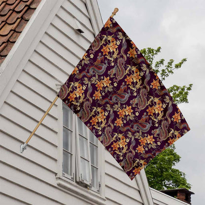 Vintage Dragon Flower Pattern Print House Flag
