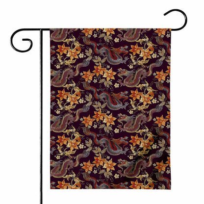 Vintage Dragon Flower Pattern Print House Flag