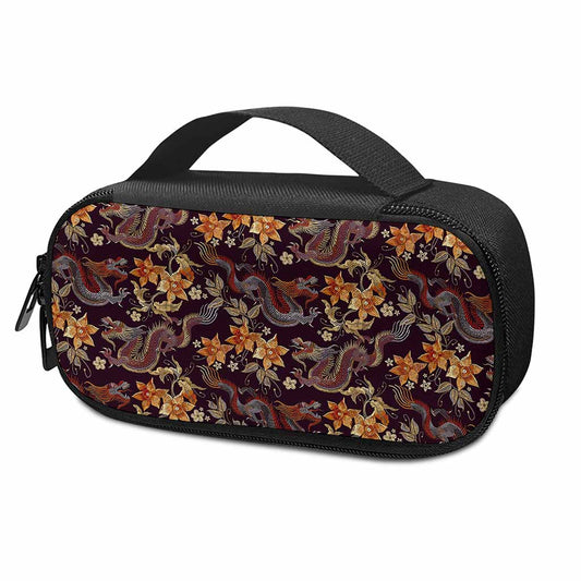 Vintage Dragon Flower Pattern Print Insulin Cooler Travel Case
