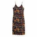 Vintage Dragon Flower Pattern Print Jersey Midi Cami Dress