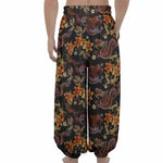 Vintage Dragon Flower Pattern Print Lantern Pants