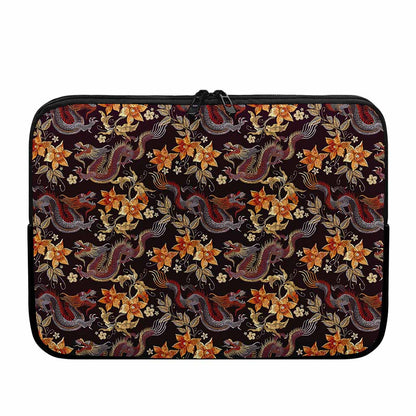Vintage Dragon Flower Pattern Print Laptop Sleeve