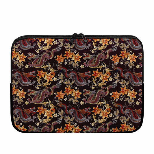 Vintage Dragon Flower Pattern Print Laptop Sleeve