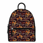 Vintage Dragon Flower Pattern Print Leather Backpack