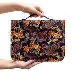 Vintage Dragon Flower Pattern Print Leather Bible Cover