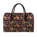 Vintage Dragon Flower Pattern Print Leather Duffel Bag