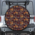 Vintage Dragon Flower Pattern Print Leather Spare Tire Cover