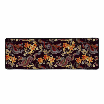 Vintage Dragon Flower Pattern Print Long Kitchen Mat