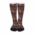 Vintage Dragon Flower Pattern Print Long Socks